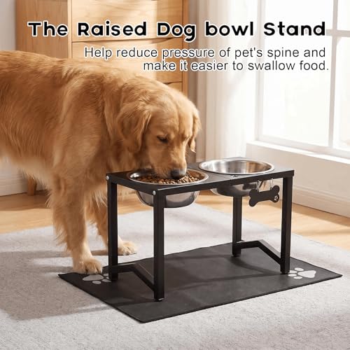 Elevated Dog Bowls (Black-85oz x 2 / Height: 13")