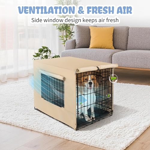 Dog Crate Cover (30.0"L x 19.3"W x 21.3"H / Beige)