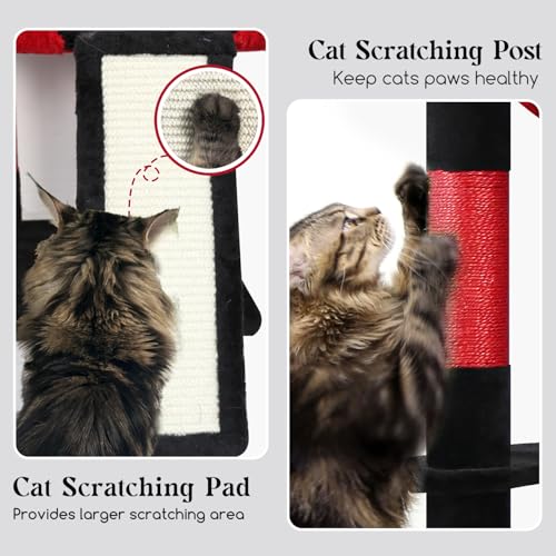 F70 Pro Heavy Duty Cat Tree Tower for Indoor Cats Large Adult (70inch / Red Black)