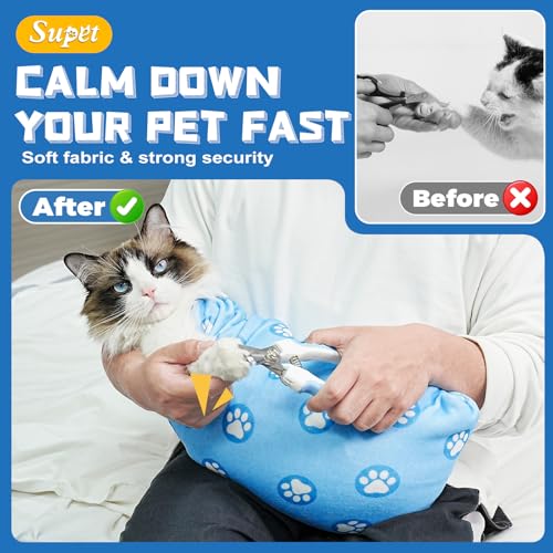 Cat Grooming Wrap for Nail Trimming (XL-31.5in ( Weight:＜ 25lbs ) / BluePaw)