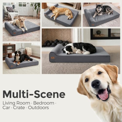 XXL 35D Memory Foam Dog Bed for Extra Large Dogs (XX-Large / Blue Grey)