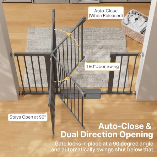 30 51.5 in Extra Wide Baby Gate for Stairs (Cool Gray / 30-51.5"W x 30.5"H)