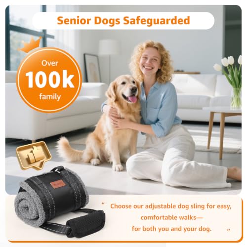 Dog Sling for Large Dogs Hind Leg Support to Help Lift Rear Legs (Grey&Black / Medium)