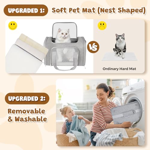 Cat Carrier Soft Up to 16 Lbs (17.0"L x 11.0"W x 11.0"H / Grey)