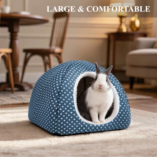 Rabbit Hideout Large Bunny Bed Washable Rabbit House (Dark blue)