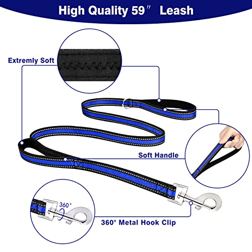 All-in-One Reflective Dog Harness, Collar & Leash Set, No Pull with Adjustable Buckles, X-Large, Dark Blue (X-Large / Dark Blue)