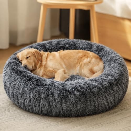 Calming Dog Beds Extra Large Sized Dog (Dark Grey / 45.0"L x 45.0"W x 10.0"Th)