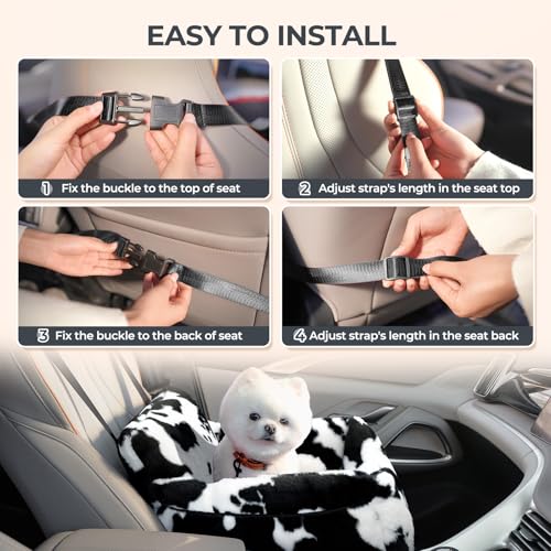 Dog Car Seat for Small Dogs & Cats Under 25 lbs (Milk Cow / Small)