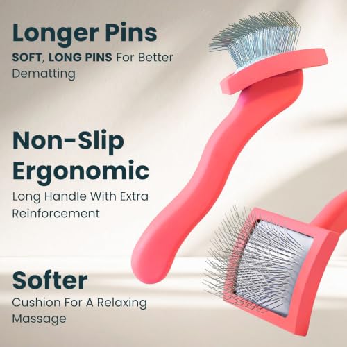 Slicker Brush for Dogs (Coral / Curved Small)