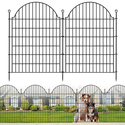 10 Panels No Dig Decorative Outdoor Garden Fence (Black / 40 in(H))