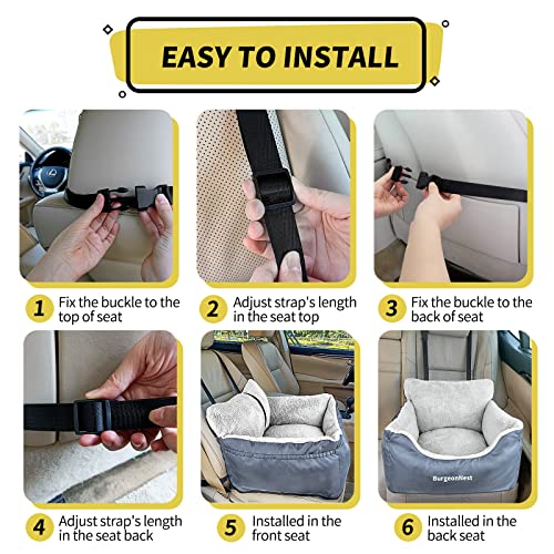 Dog Car Seat for Small Dogs & Cats Under 25 lbs (Grey / Small)