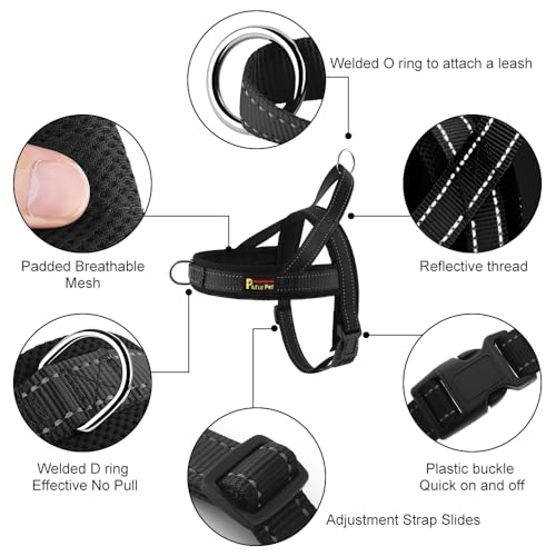 No Pull Dog Harness for Puppy Small Dogs (XS: chest 13.8"-17.3" / Black)