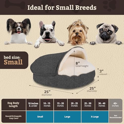 Cozy Cave Dog Bed (25.0"L x 25.0"W x 8.0"Th / Merlin Pewter)