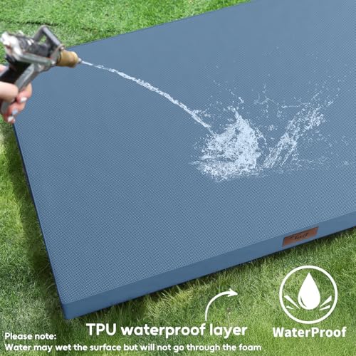 Jumbo Waterproof Orthopedic Dog Bed for Extra Large Dogs (Blue / 53.0"L x 36.0"W x 4.0"Th)