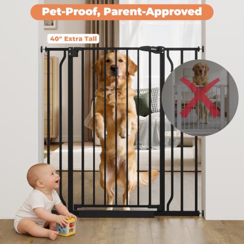 40" Extra Tall Baby Gate No Drilling (Black / 29-40"Wide, 40"Tall)