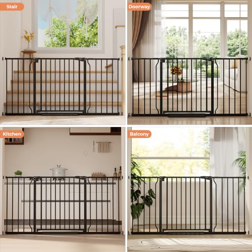 29" 58" Extra Wide Baby Gate (Black / 32-58"Wide, 28"Tall)