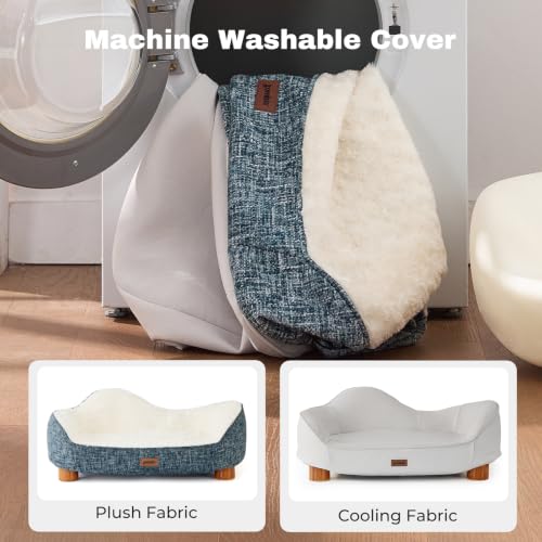 45D Orthopedic Memory Foam Dog Bed Sofa Set (Blue+Beige)