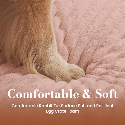 Large Orthopedic Dog Crate Bed with Waterproof Lining (L-Crate(35"*22"*3") / Pink)