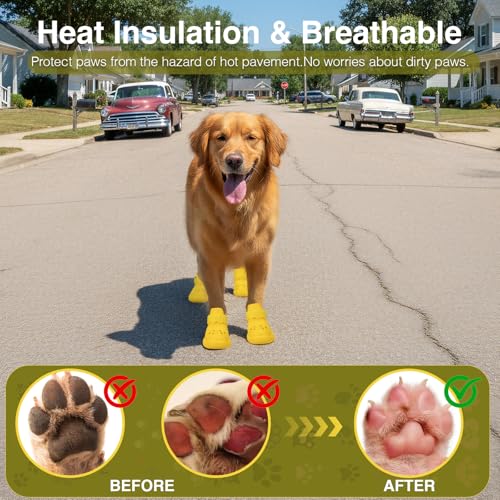 Dog Shoes for Hot Pavement and Snow (Yellow / XXL)