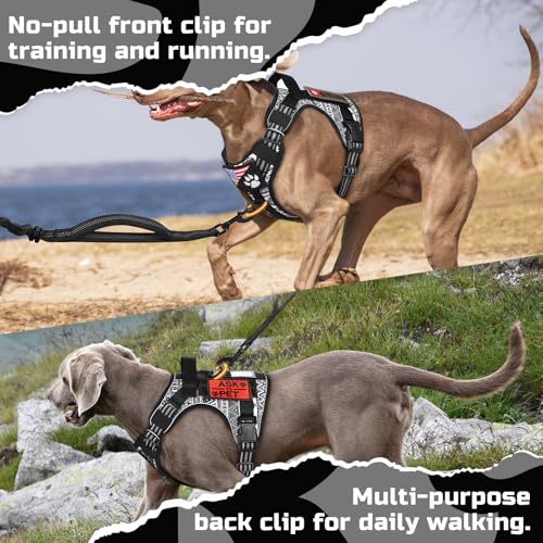 Tactical Dog Harness for Medium (B&W Geometric / Medium)