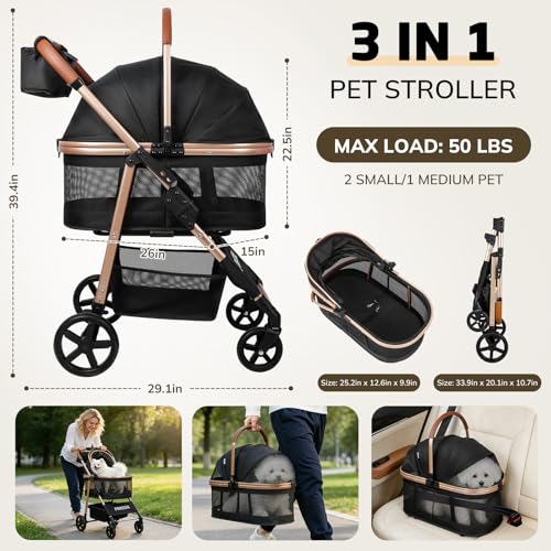 Pet Stroller for Small (Black)