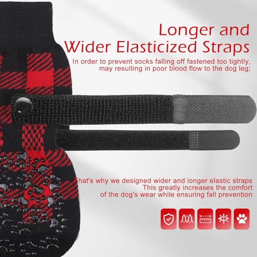 Anti Slip Dog Socks (Large (6 Count) / Black&Red)
