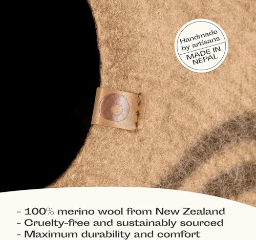 Cat Cave Merino Wool Bed for Indoor Cats (Beige / Large)