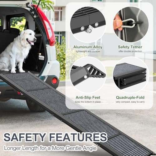 Dog Ramp for Car 63" L × 17" W (Upgraded 63" L x 17.2" W)