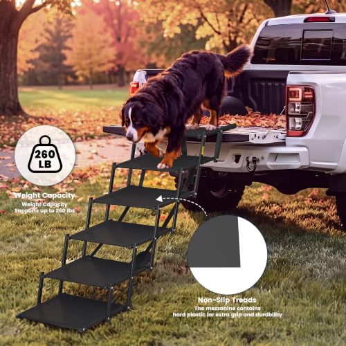 Foldable Dog Steps for Car Dog Stairs for Large Dogs Ramp 5 Steps