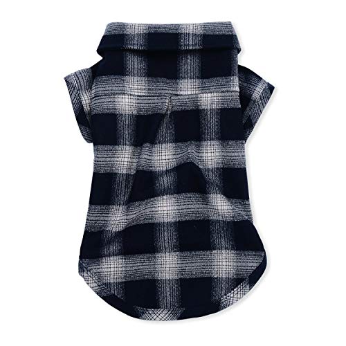 Dog Shirt Pet Plaid Clothes Shirt T (L-(9-17lb)-Chest~17.7" / Blue)