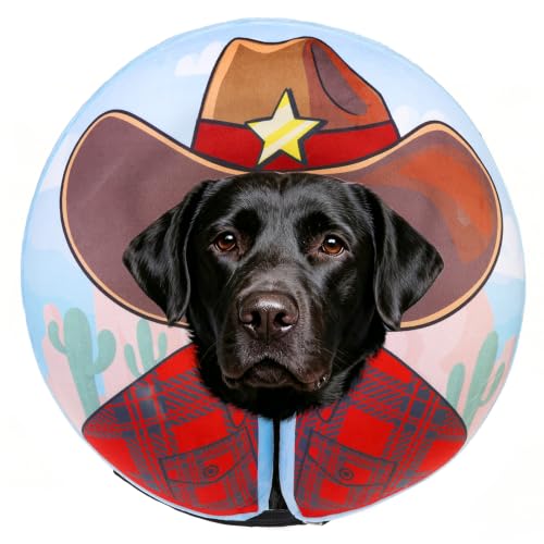 Dog Cone Alternative After Surgery Donut Collar (Brown Cowboy / L(Neck 16"-18"))
