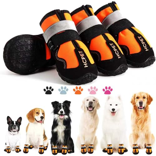 Dog Boots Dog Shoes for Large Dogs (Orang / Width 1.77 in)