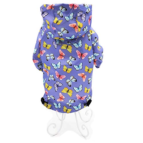 for Small Pet Cat Dog Raincoat Hoodie Coat Waterproof Rain Jacket Rainwear (PURPLE / M: Chest - 18", Length - 14")