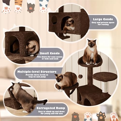 54in Cat Tree Tower (Brown / 54in)