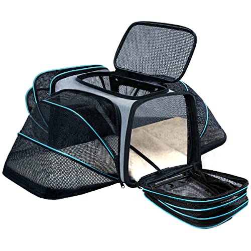 Cat Dog Airline Approved Expandable Pet Carrier for Small Pets (43.0"L x 32.0"W x 12.0"H)