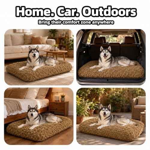 Dog Bed Large Size (Camel / 41"L x 27"W x 4"Th)