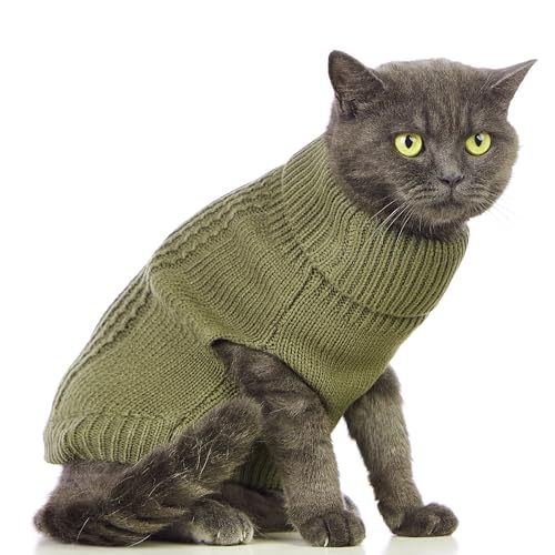 Cat Sweater Stretchy (Olive Green / Large)