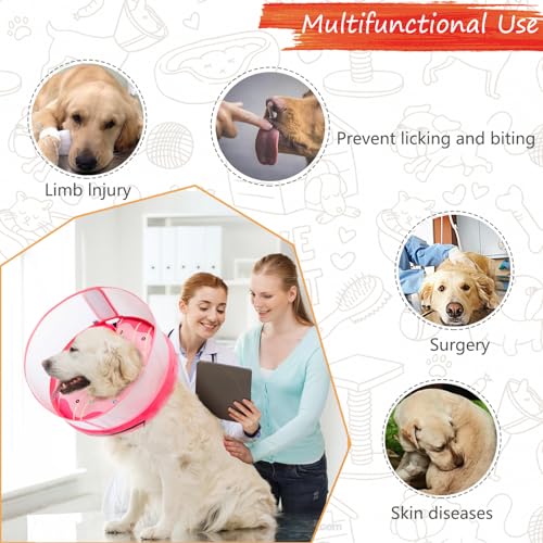 Inflatable Dog Cone Collar for Large Medium Small Dogs (Pink Donut / Medium Plus)