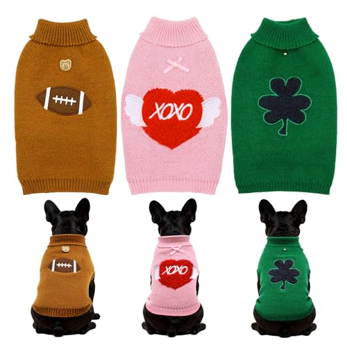 Dog Sweaters for Small to Medium Dogs 3 (Valentine & Sports Set / X-Large)