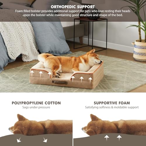 Orthopedic Dog Bed for Medium Dogs (All-Foam Bolster Bed / Ally Grey / Medium (28" x 23" x 6.5"))
