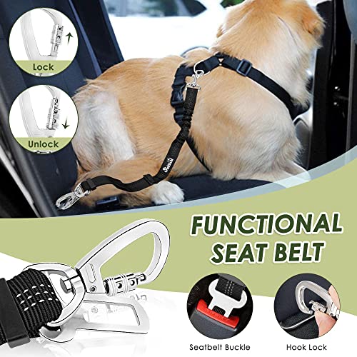 Dog Seat Belt and Harness for Car (Lime / XX-Small)