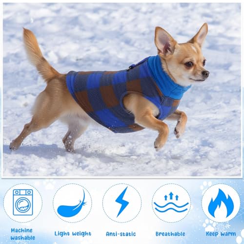 10 Pack Small Dog Sweater Fleece Pet Dog Plaid Clothes Winter (S / Bright)