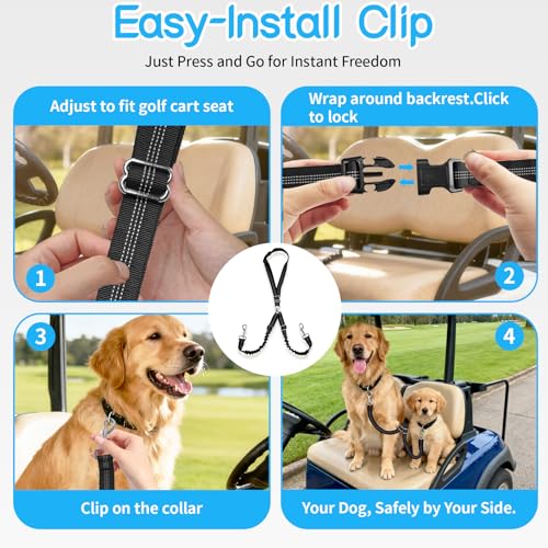 Golf Cart Dog Seat Leash & Safety Harness (Double Dog)
