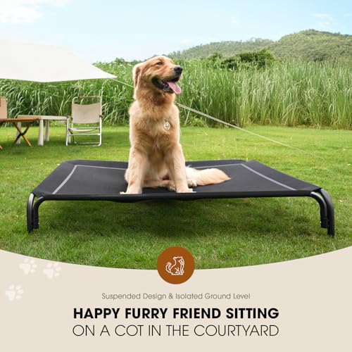 Outdoor Elevated Dog Bed for Large Sized Dogs (L(43.30"x31.90"x8.00") / Black)