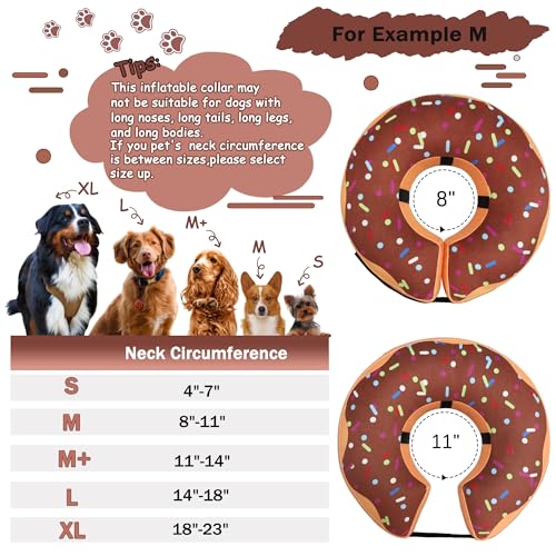 Recovery Donut Collar for Dogs & Cat (Brown / M（neck 8"-11"）)
