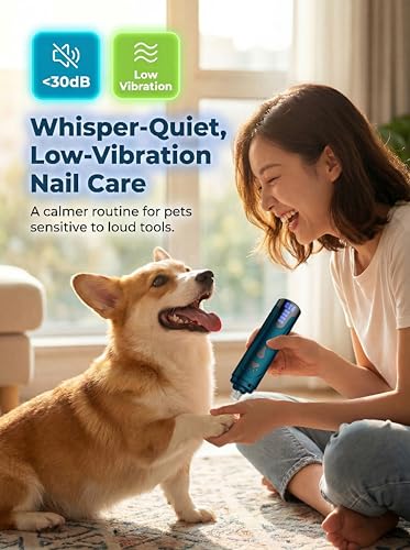 Super Quiet Dog Nail Grinder & Clippers Kit with 2 LED Lights (A-Blue)