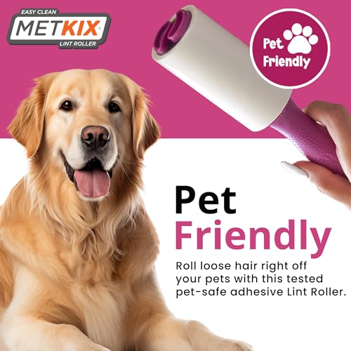 Metkix Lint Rollers for Pet Hair Extra Sticky (2 Rollers + 2 Refills (Total 400 Sheets))