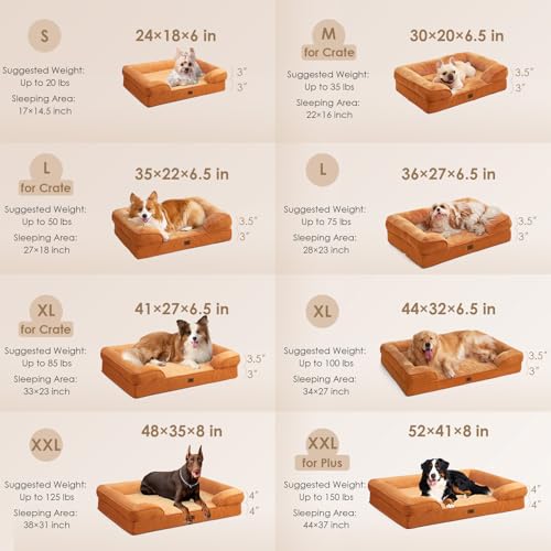 Orthopedic Extra Large Dog Bed (Pumpkin Orange / 44.0"l X 32.0"w X 6.5"th)