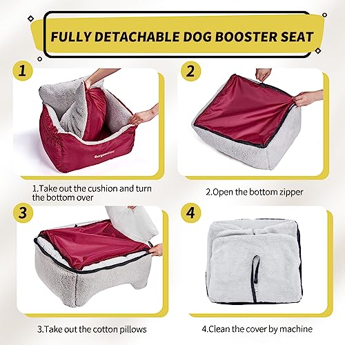 Dog Car Seat for Small Dogs & Cats Under 25 lbs (Red / Small)