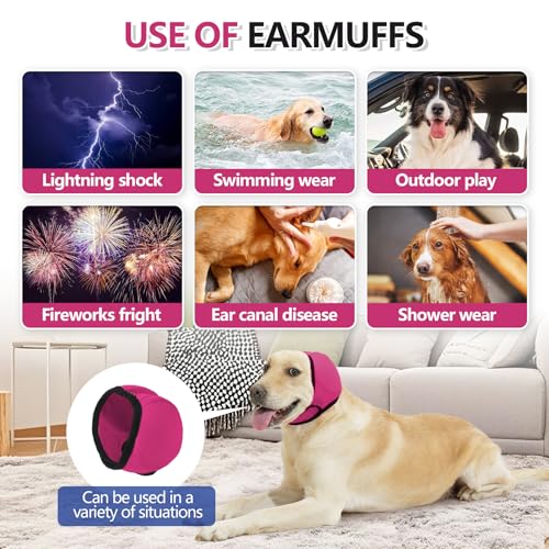 Dog Ear Muffs & No Shake Ear Wrap for Hematoma (Medium / pink)